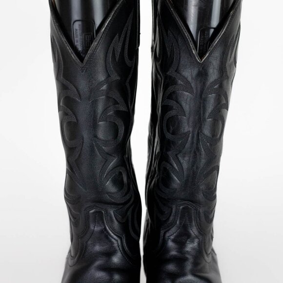 El Dorado Handmade Boot Men's Black Leather Western Cowboy Boots Size 10.5 - Picture 6 of 16